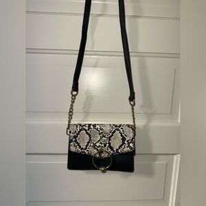 Topshop Black and White Snake Print Crossbody Bag
